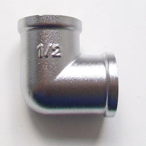 1/2 inch BSP Matt Chrome Plated Brass Female Elbow