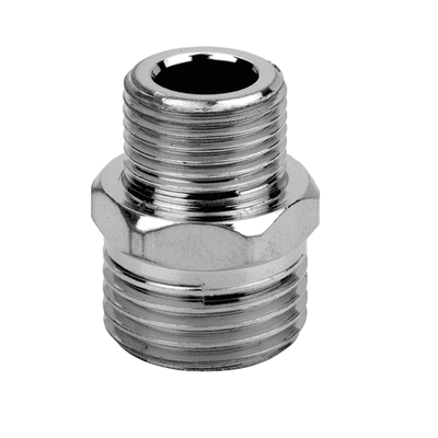 1/2 x 3/8 inch BSP Chrome Brass Reducing Nipple - 07000005