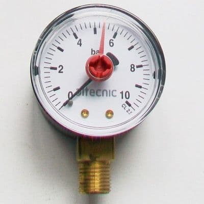 10 Bar Pressure Valve Gauge - Bottom Connection - 07002052