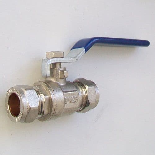 15mm Compression Full Bore Water Blue Lever Valve - 07000132