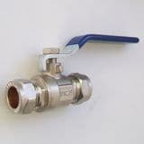 15mm Compression Water Lever Valve Blue or Red Handle - 07000135