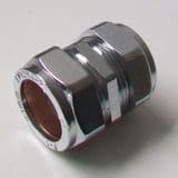 22mm Chrome Plated Brass Compression Coupling - 25402200