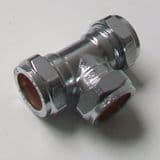 22mm Chrome Plated Brass Compression Equal Tee - 25502200