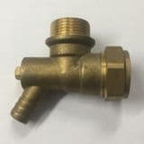 22mm Compression Bent Male Iron with Drain Off - 244522SD