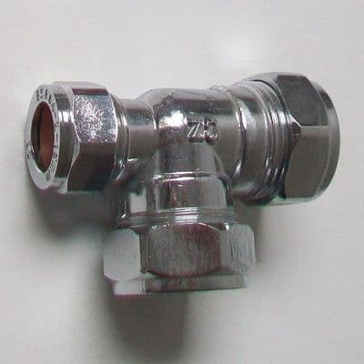 22mm x 22mm x 15mm Chrome Compression Tee