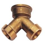 3/4 inch BSP Brass Valve / Tap Splitter Y Piece Connector - 07200002