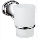 900 White Glass Toothbrush Holder with Chrome Bracket - 01000026