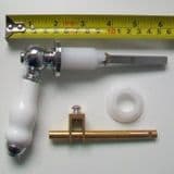 Antique Teardrop Chrome and White Cistern Lever Handle - 08000452