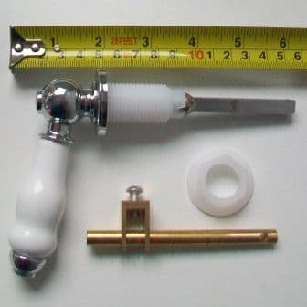 Antique Teardrop Chrome and White Cistern Lever Handle - 08000452