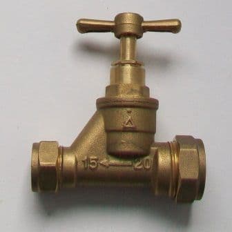 Brass 15mm to 20mm MDPE Reducing Stop Cock - 07001660
