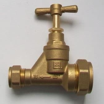 Brass 15mm x 25mm Blue Alkathene Reducing Stop Cock - 07001623