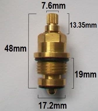 Brass 20 Spline Washered Tap Valve - No Shroud Thread - 62003394
