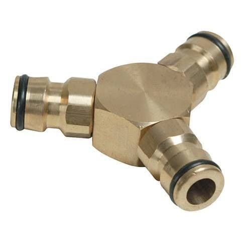 Brass 3 Way Hose Connector for Garden Hoses