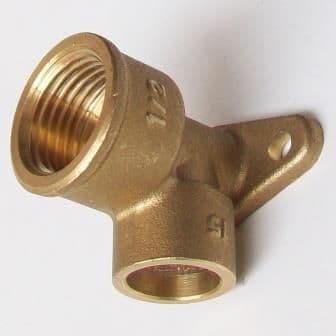 Brass Solder Ring Wall Plate Elbow 15mm x 1/2 inch - 28151500