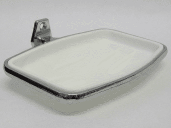 Chrome and White Bathroom Soap Dish Holder - 50103335