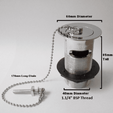 Chrome Basin Waste with Metal Plug & Chain Slotted - 74000471