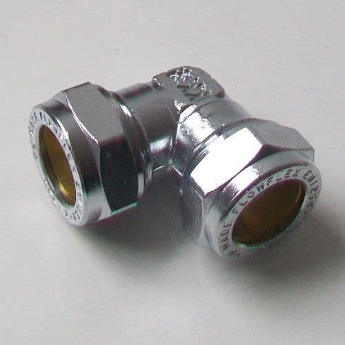 Chrome Brass 15mm Compression 90 Degree Elbow
