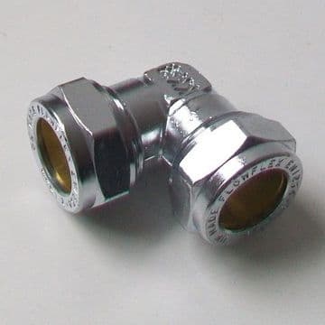 Chrome Brass 15mm Compression 90 Degree Elbow - 25441500