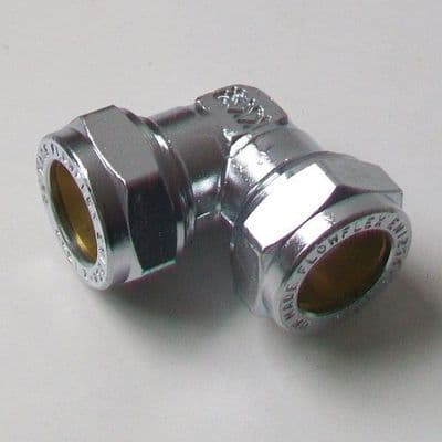 Chrome Brass 15mm Compression 90 Degree Elbow