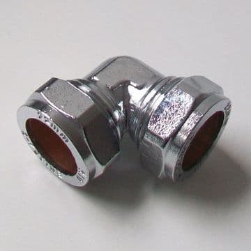 Chrome Brass 22mm Compression 90 Degree Elbow - 25442200