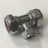 Chrome Compression Reducing Tee 22mm x 22mm x 15mm