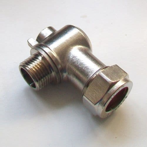 Chrome Flat Faced 15mm x 3/8 Angled Isolation Valve 07000021 Plumbers Mate Ltd