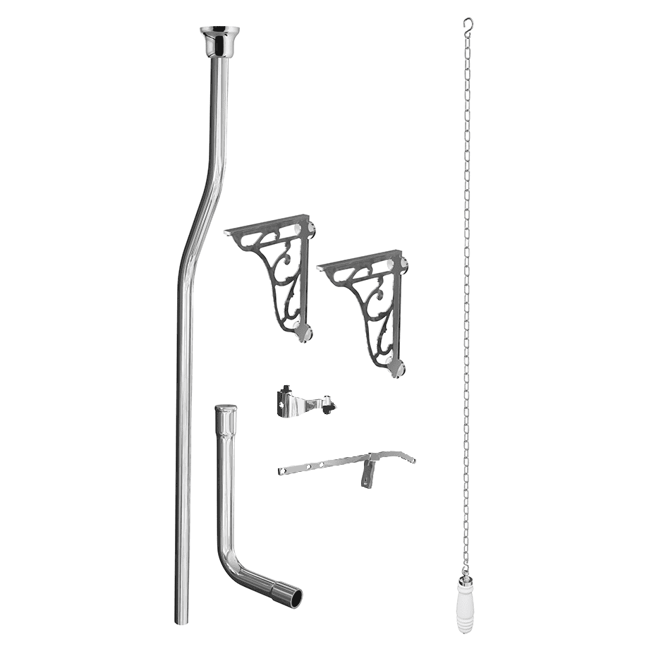 Chrome High Level Toilet Cistern Flush Pipe Kit 08000231 Plumbers