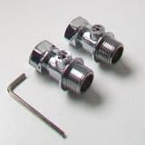 Chrome Radiator Valve Isolation Union Tails Pair 1/2 inch - 07000109