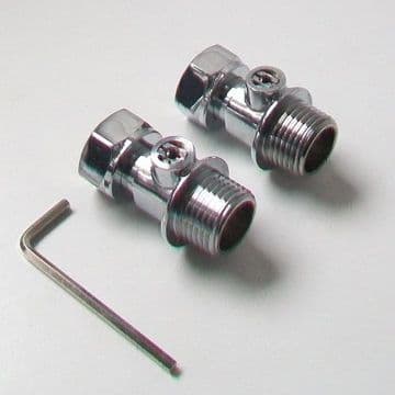 Chrome Radiator Valve Isolation Union Tails Pair 1/2 inch - 07000109