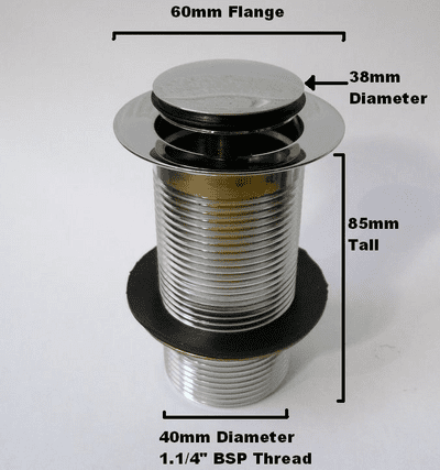 Chrome Unslotted Click Clack Clicker Bathroom Basin Waste