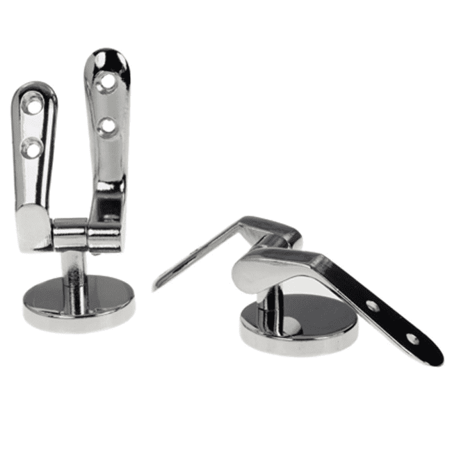 Chrome Wooden and Plastic Toilet Seat Hinges