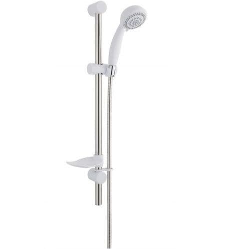 Combo 6 Spray White / Chrome Shower Rail Riser Kit