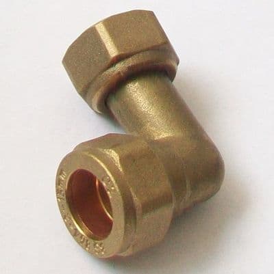 Compression Bent 15mm x 1/2 Swivel Tap Connector - 2443150B