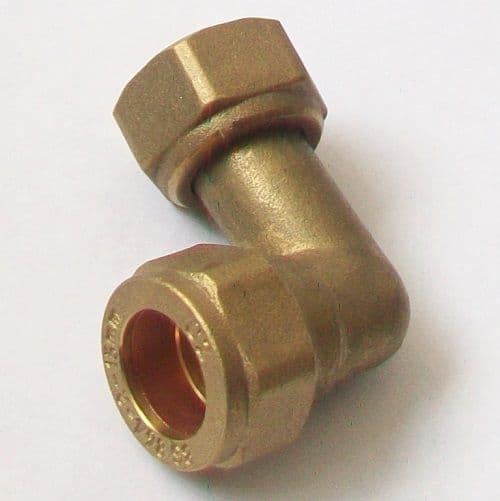 Compression Bent 15mm x 1/2 Swivel Tap Connector - 2443150B