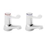 Contract Ceramic Disc Chrome Lever Bath Pillar Taps - 58000030