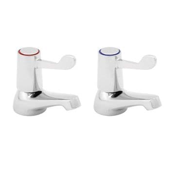 Contract Ceramic Disc Lever Basin Pillar Taps - 58000029