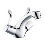 Contract Twin Lever Chrome Monobloc Basin Mixer Tap - 58000038