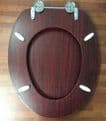 Dark Walnut Wood Effect Toilet Seat - Chrome Hinges - 04000301