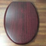 Dark Walnut Wood Effect Toilet Seat - Chrome Hinges - 04000301
