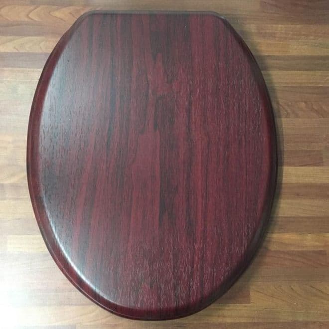 Dark Walnut Wood Effect Toilet Seat - Chrome Hinges - 04000301