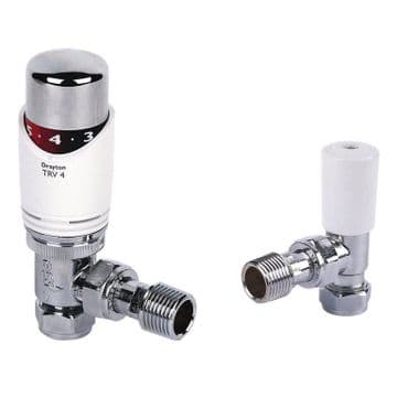 Drayton TRV4 Angled Radiator Valve with Lockshield - 07001458