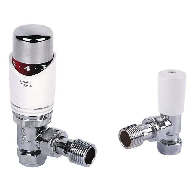 Drayton TRV4 Angled Radiator Valve with Lockshield - 07001458