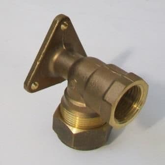 DZR Brass MDPE Bib Tap Wall Plate Elbow 1/2 x 20mm - 18582000
