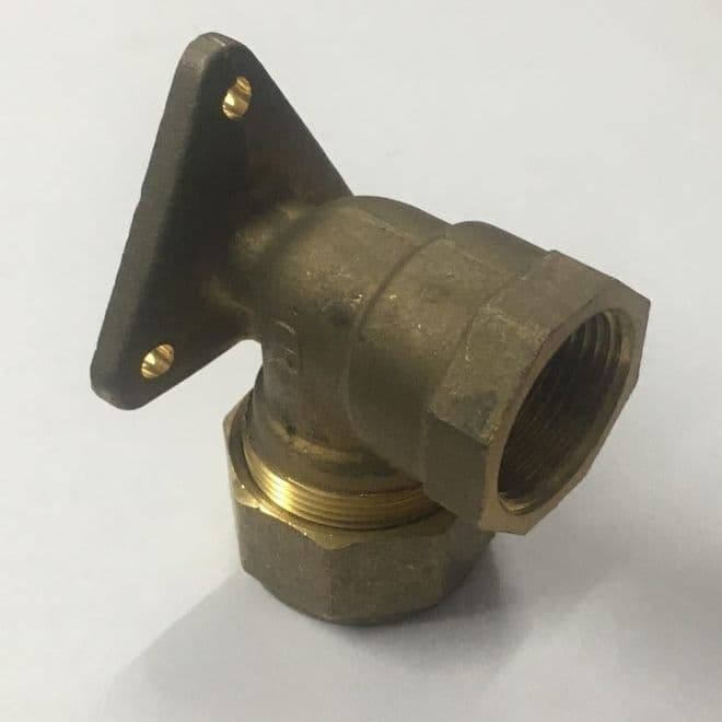 DZR Brass MDPE Bib Tap Wall Plate Elbow 3/4 x 25mm - 18582500