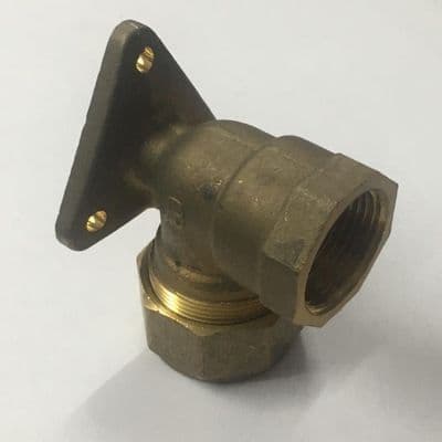 DZR Brass MDPE Bib Tap Wall Plate Elbow 3/4 x 25mm - 18582500