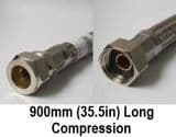 Flexible Tap / Toilet Hose Connector 15mm Compression 900mm - 54000587