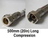 Flexible Toilet Inlet Connector 15mm Compression 500mm - 54000578