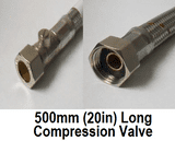 Flexible Toilet Inlet Connector 15mm Isolating Valve 500mm - 54000584