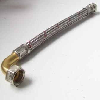 Flexible Toilet Inlet Connector Bent 15mm Compression 300mm - 54000013