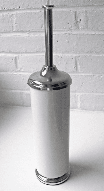 Floor Standing White and Chrome Toilet Brush Holder - 01095900